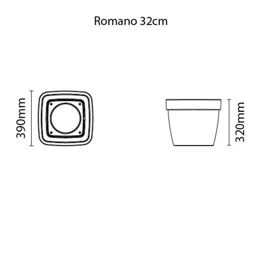 Vaso Romano em Polietileno Grafite 32 cm