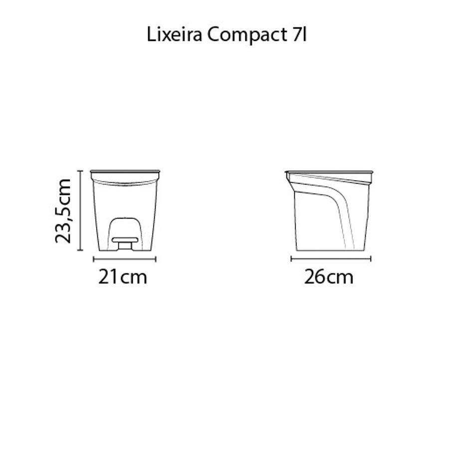 Lixeira Basic Compact em Polipropileno Cinza com Haste em Aço Galvanizado 7 L