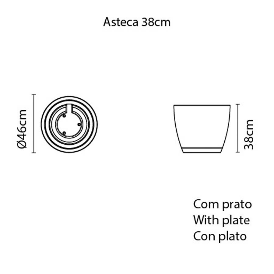 Vaso com Prato Asteca 38 cm em Polietileno Marrom