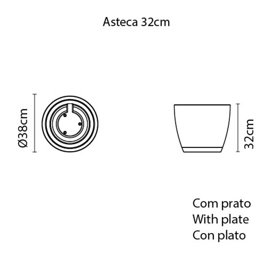 Vaso com Prato Asteca 32 cm em Polietileno Marrom