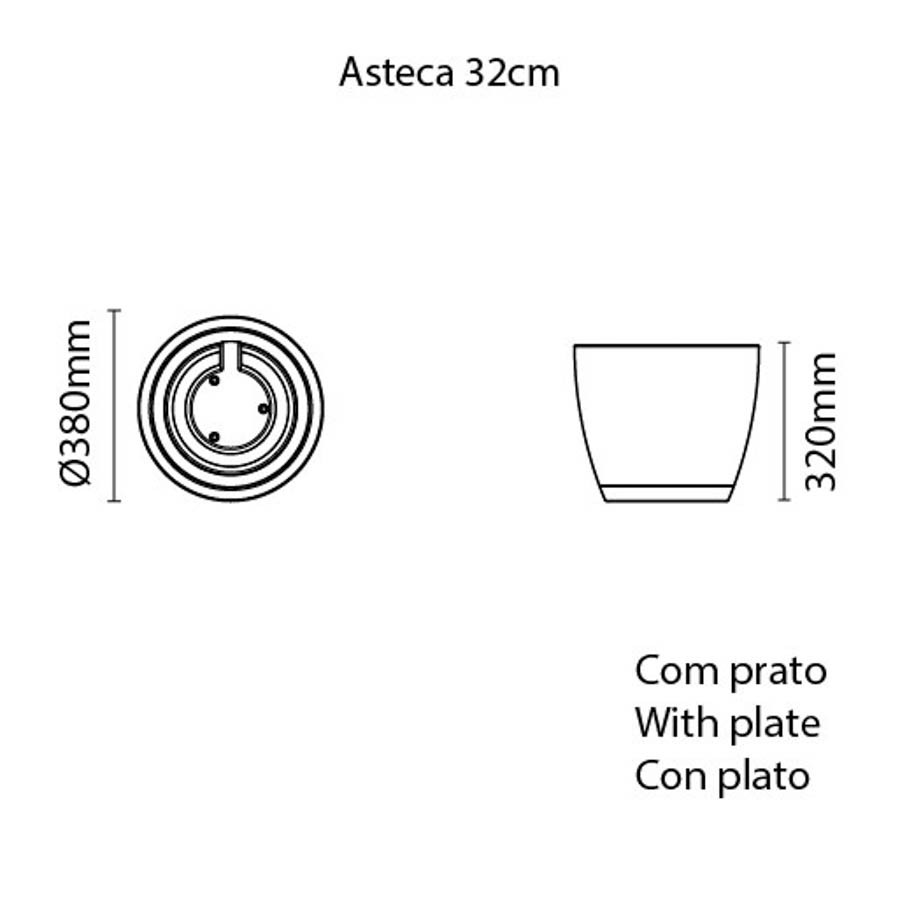 Vaso com Prato Asteca 32 cm em Polietileno Bege