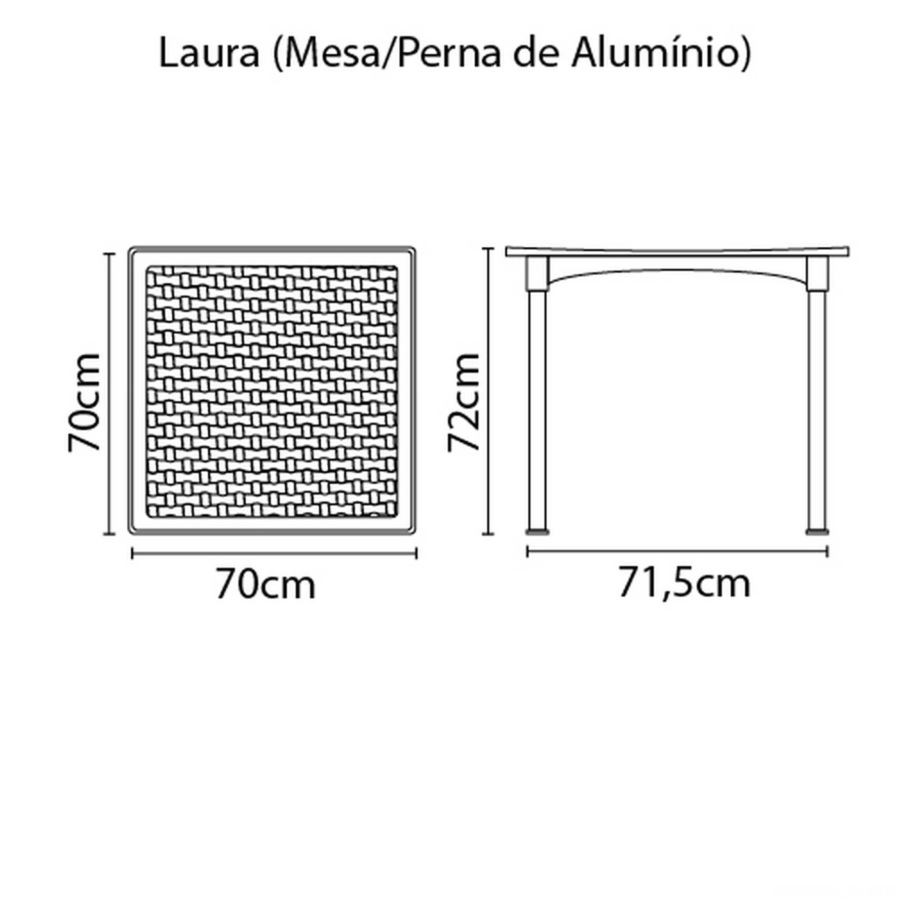 Mesa Laura Rattan em Polipropileno Camurça com Pernas de Alumínio Anodizado