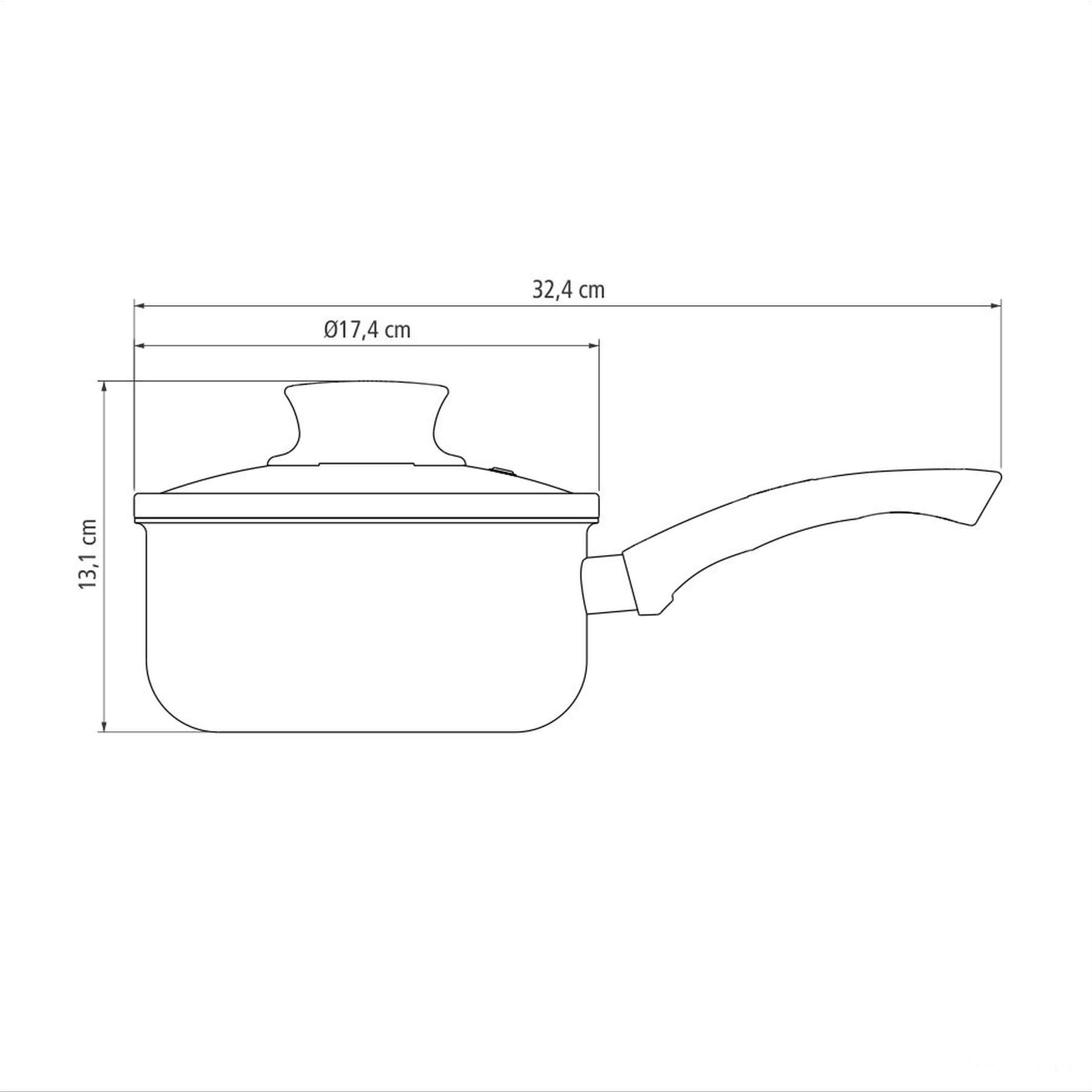 Panela Paris Antiaderente Starflon Max Chumbo com Tampa de Vidro 16 cm 1,5 L