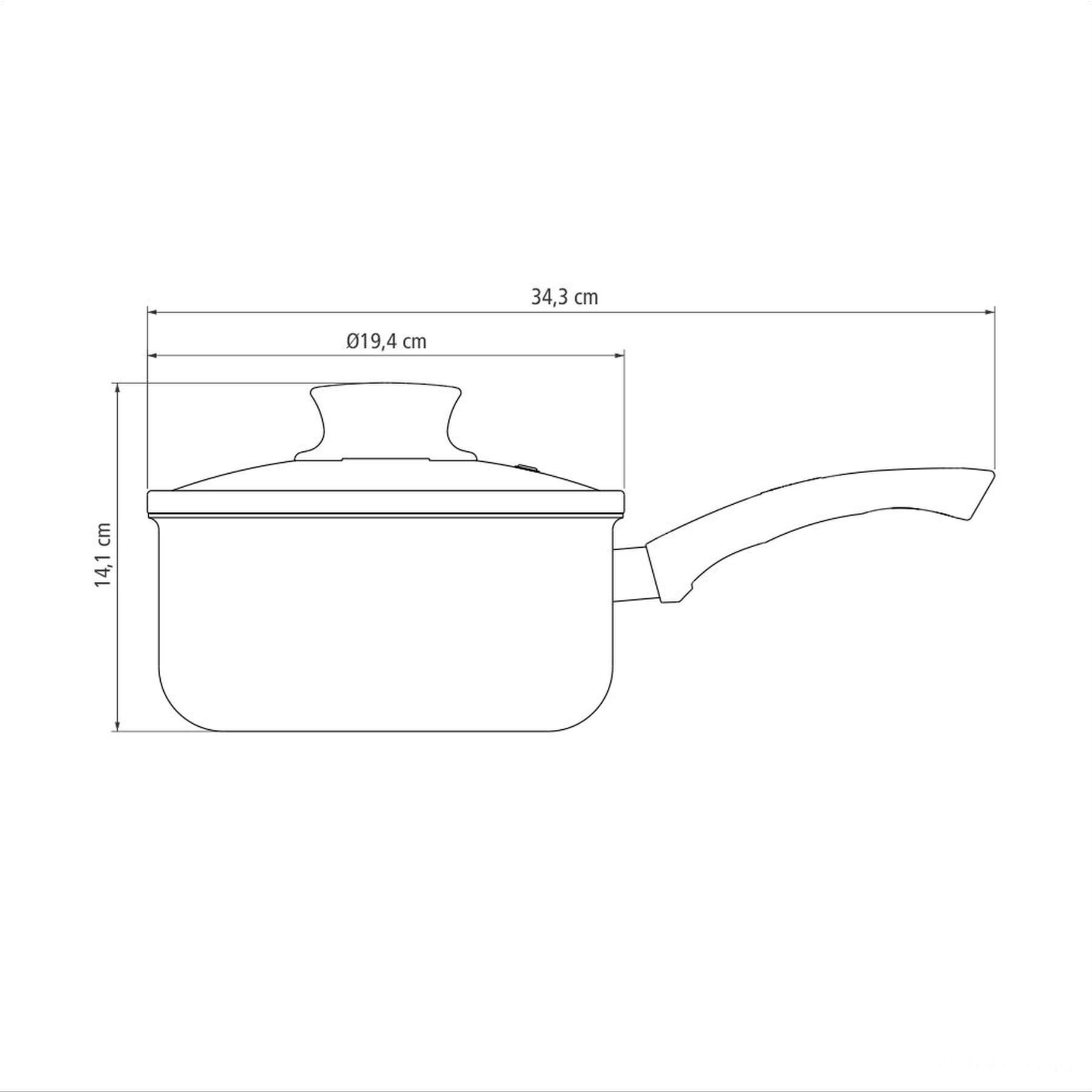 Panela Paris Antiaderente Starflon Max Chumbo com Tampa de Vidro 18 cm 2,1 L