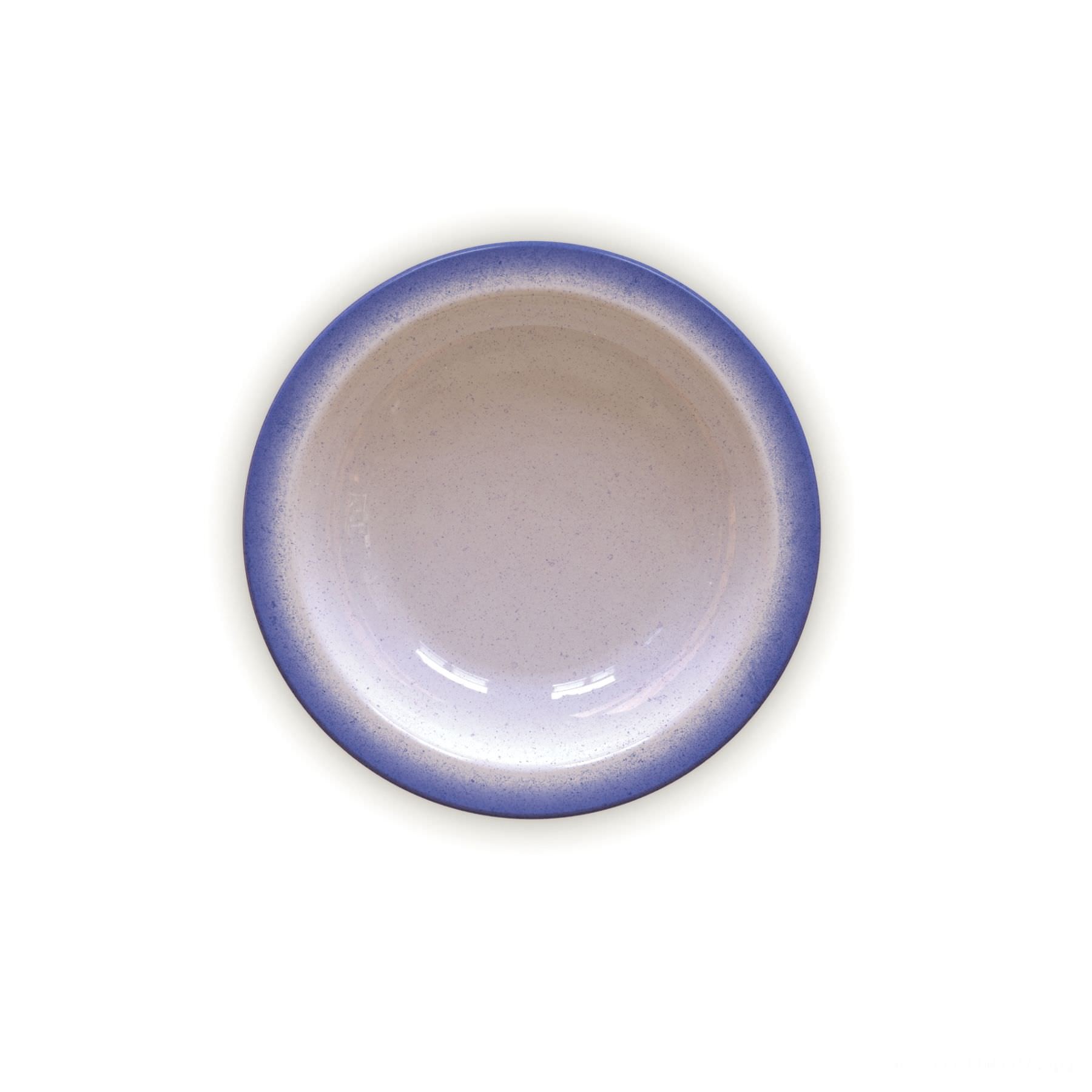 Prato Fundo Rústico Azul em Porcelana Decorada 22 cm