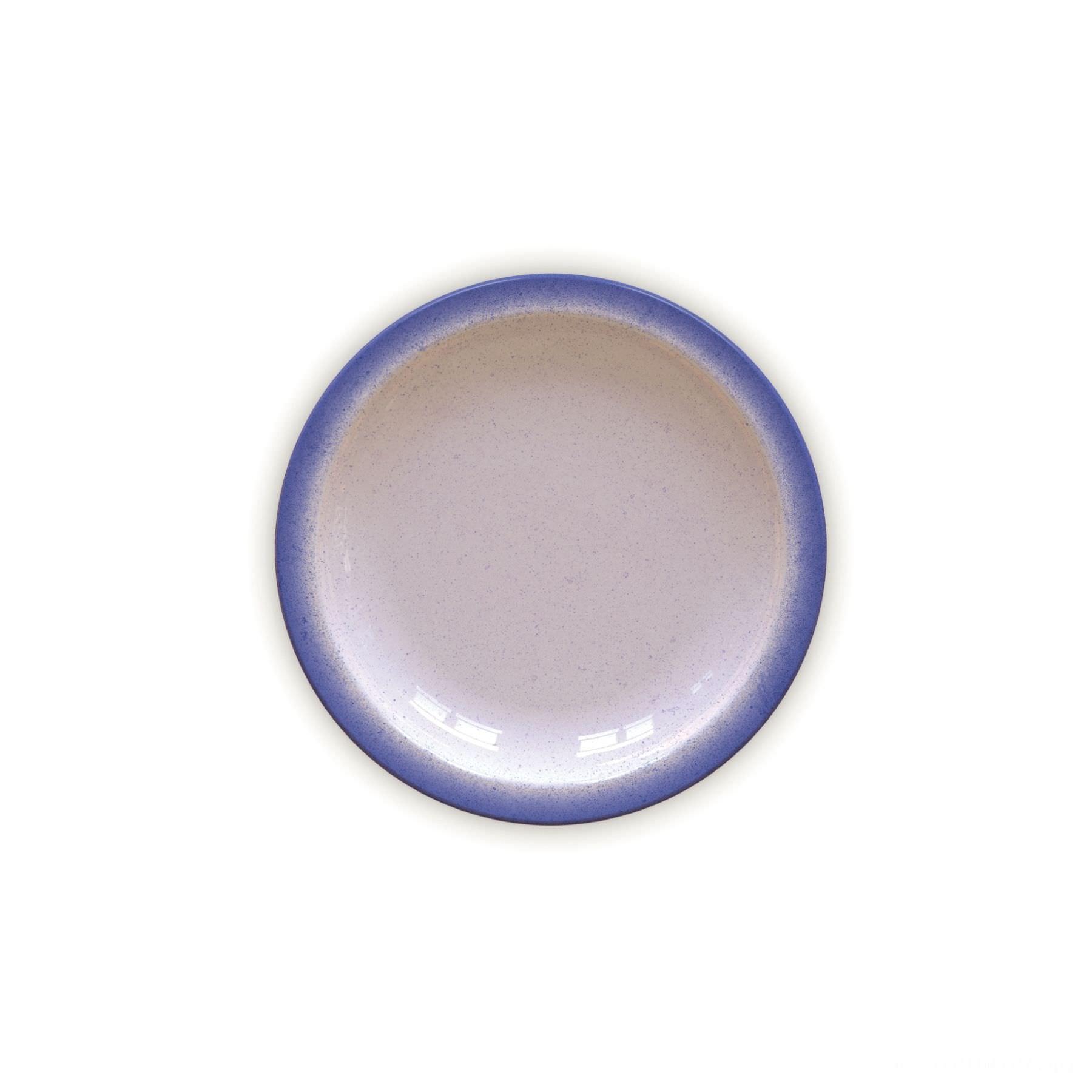 Prato Sobremesa Rústico Azul em Porcelana Decorada 21 cm
