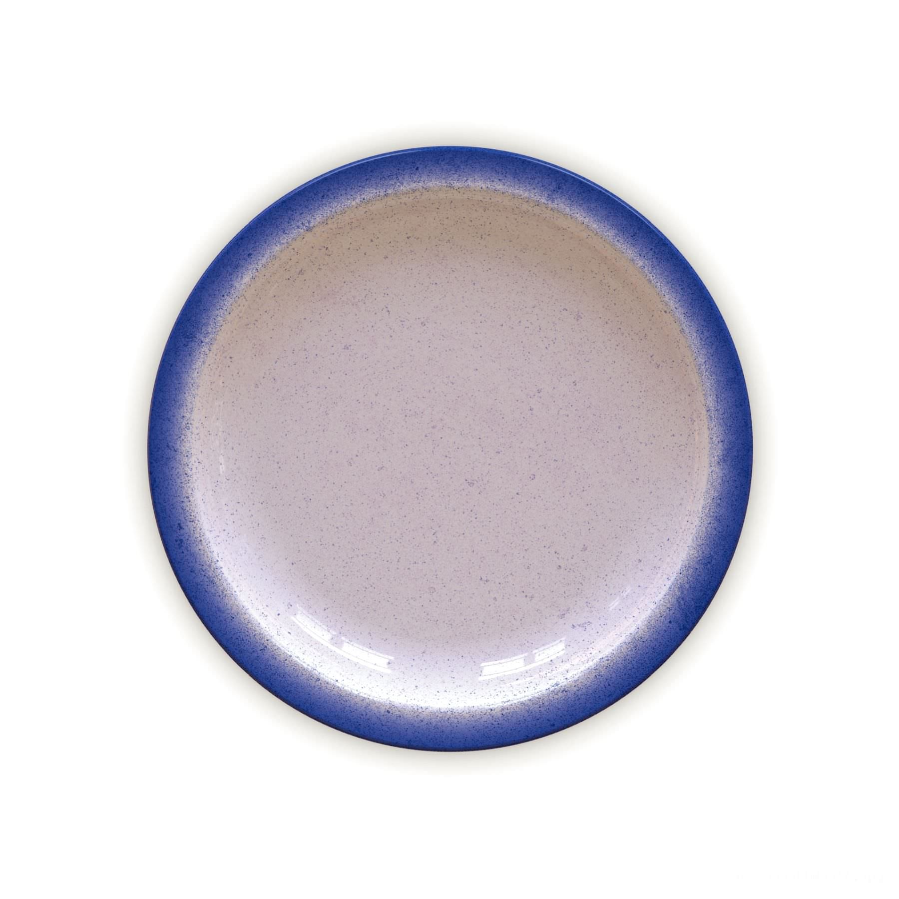 Prato Raso Rústico Azul em Porcelana Decorada 28 cm