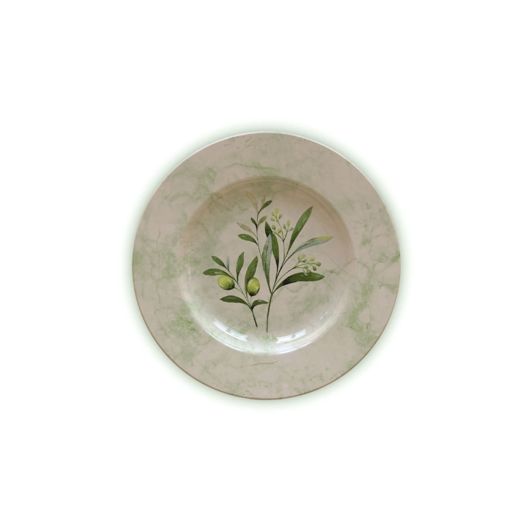 Prato Sobremesa Oliva em Porcelana Decorada 21 cm