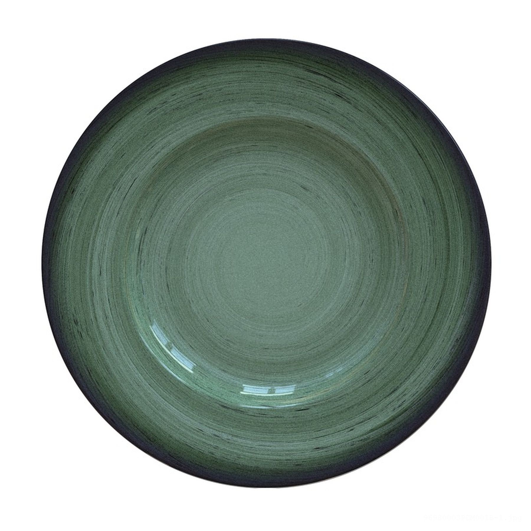 Prato Raso Rústico Verde em Porcelana Decorada 27 cm