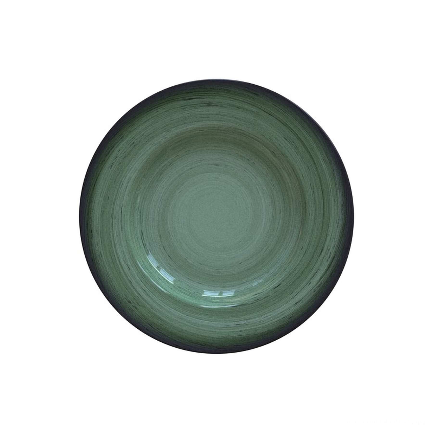 Prato Sobremesa Rústico Verde em Porcelana Decorada 21 cm