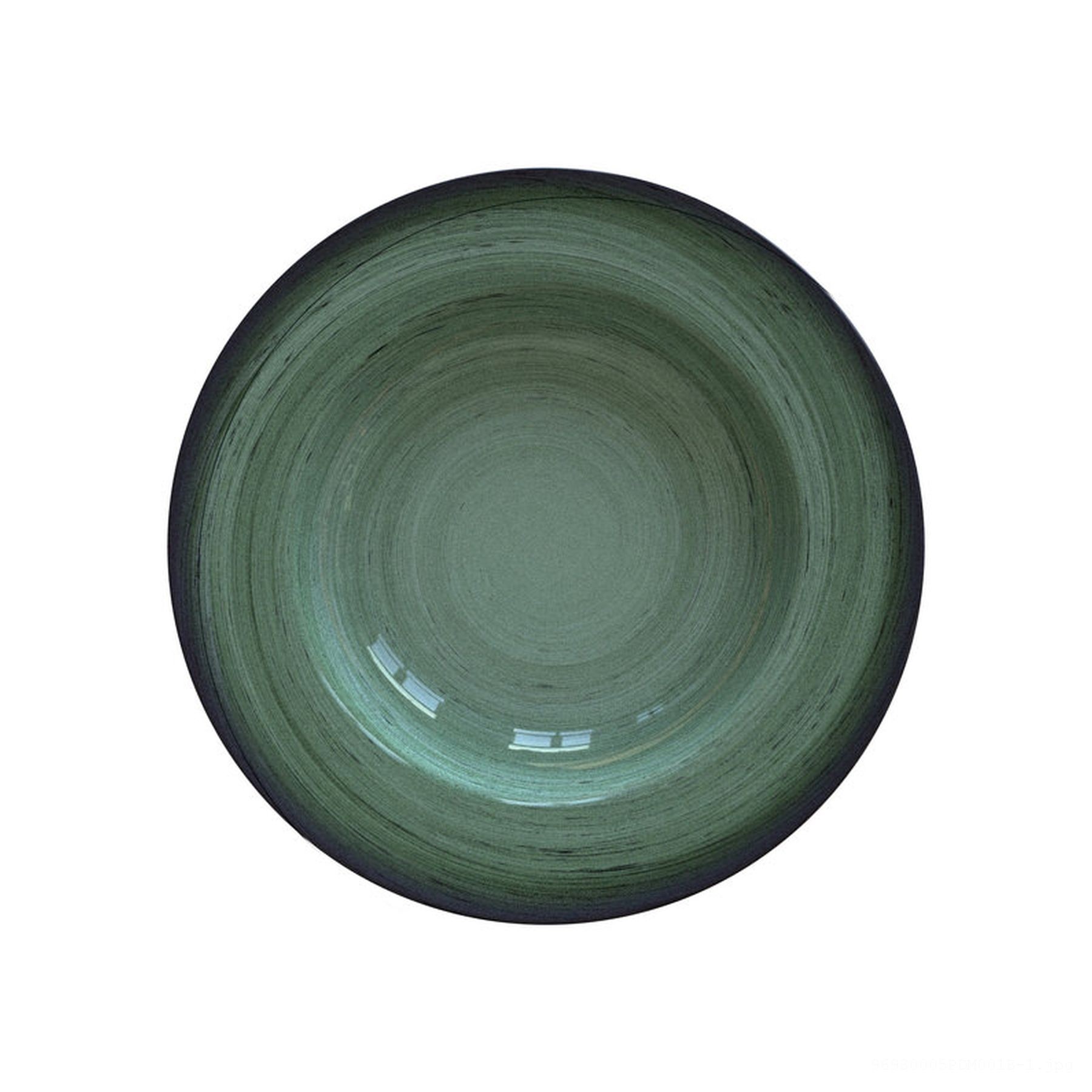 Prato Fundo Rústico Verde em Porcelana Decorada 23 cm