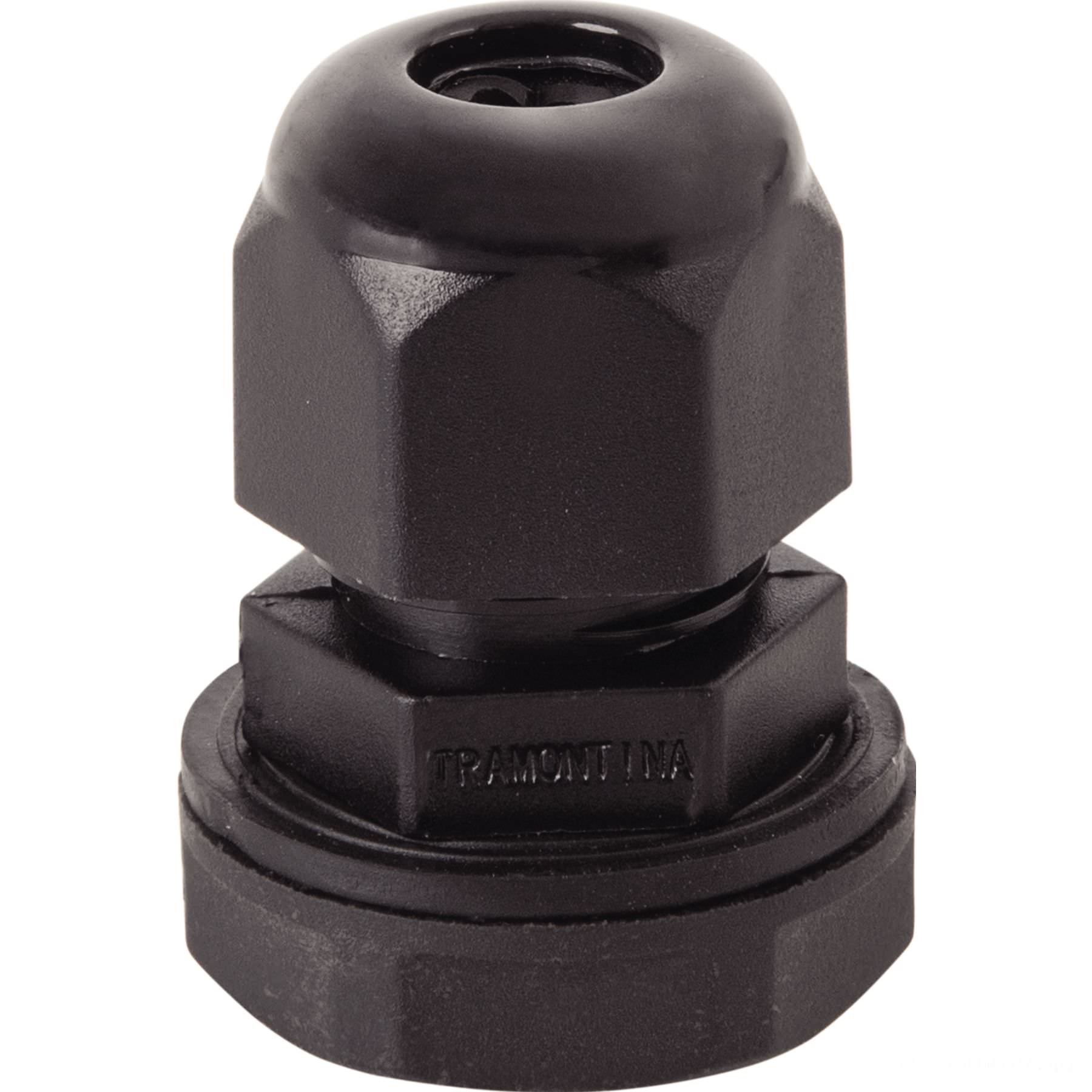 Conector prensa-cabo 1/4 polegada em termoplástico preto com bucha