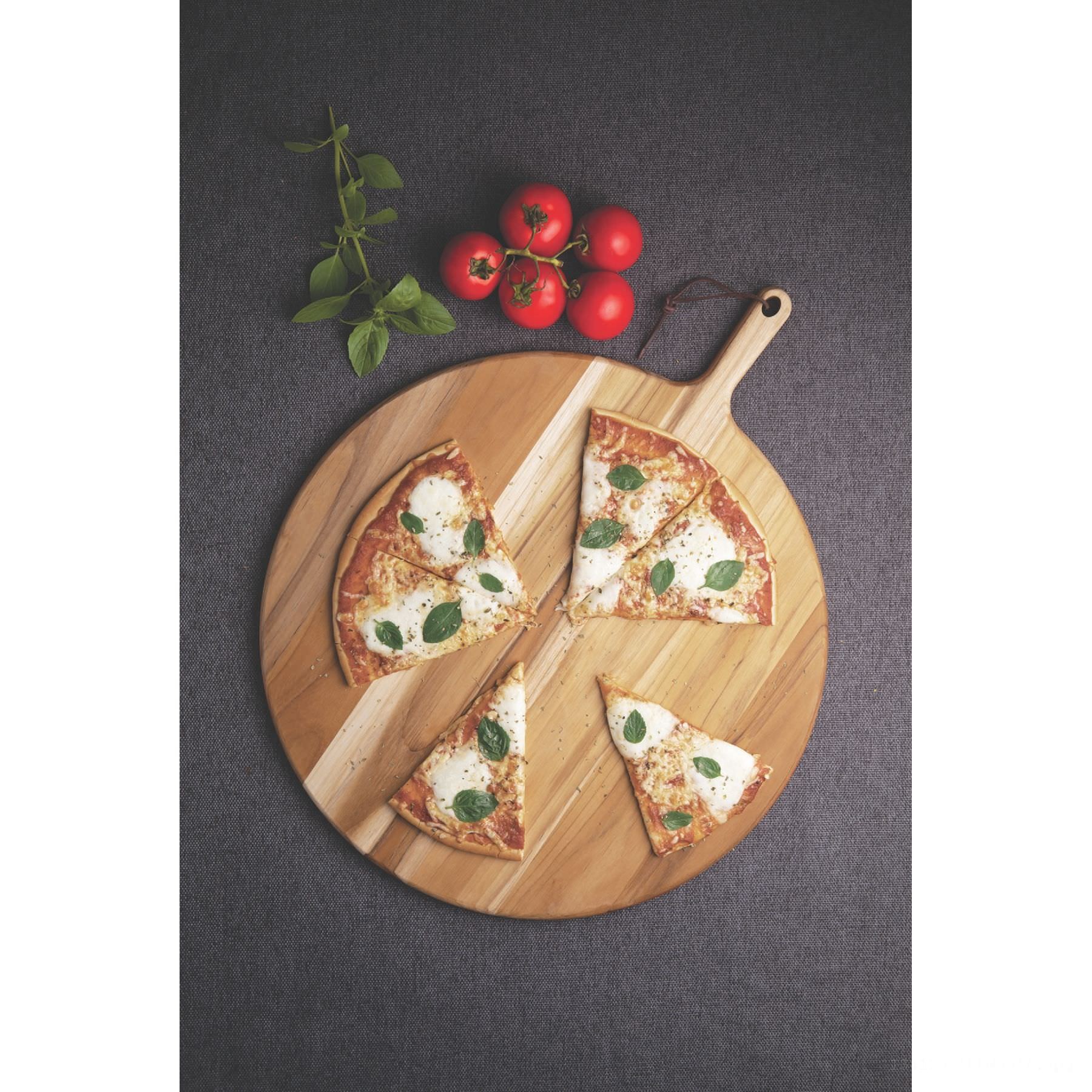 Tábua para Pizza Provence em Madeira Teca 40 cm